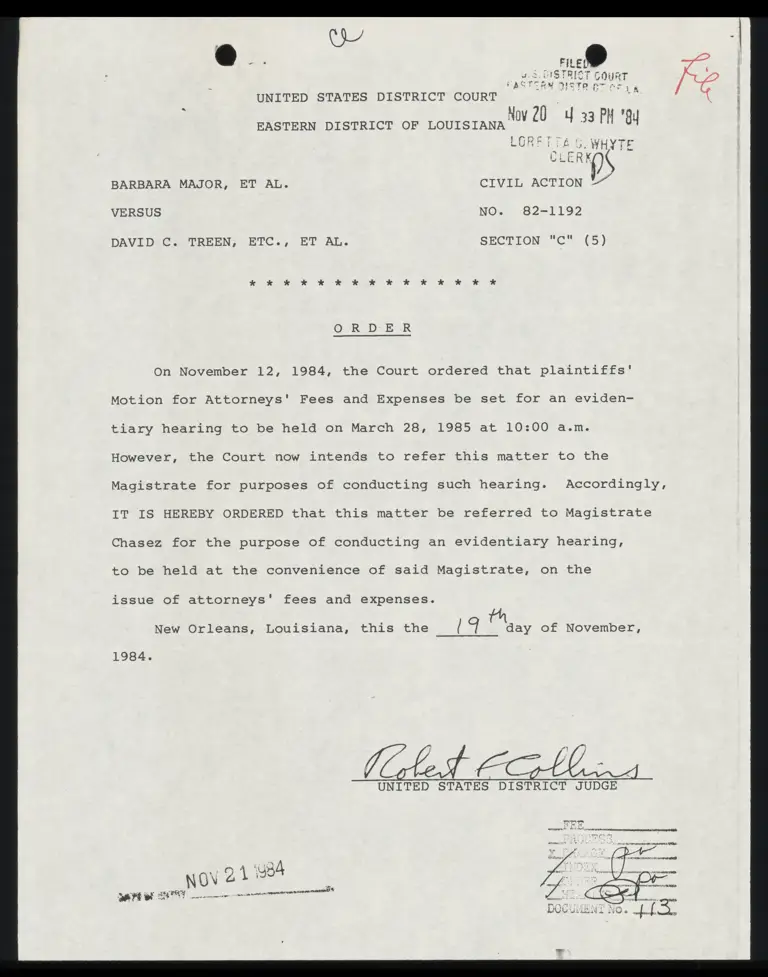 Order for Evidentiary Hearing on Attorneys' Fees and Expenses preview