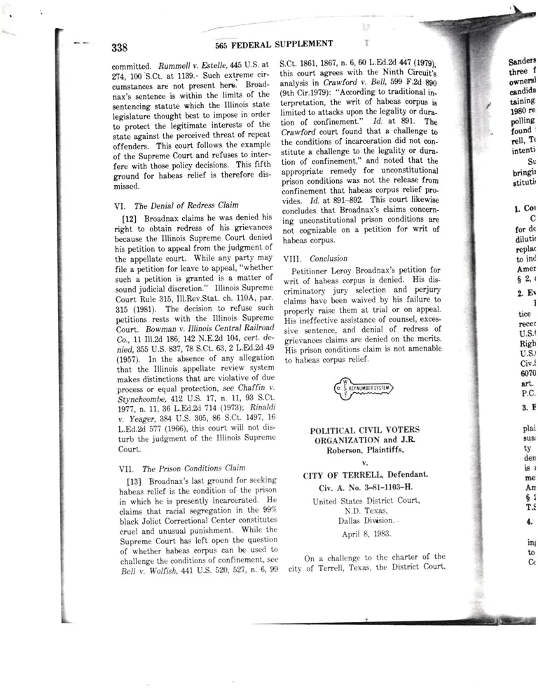 Political Voters Organization v. City of Terrell Court Opinion preview