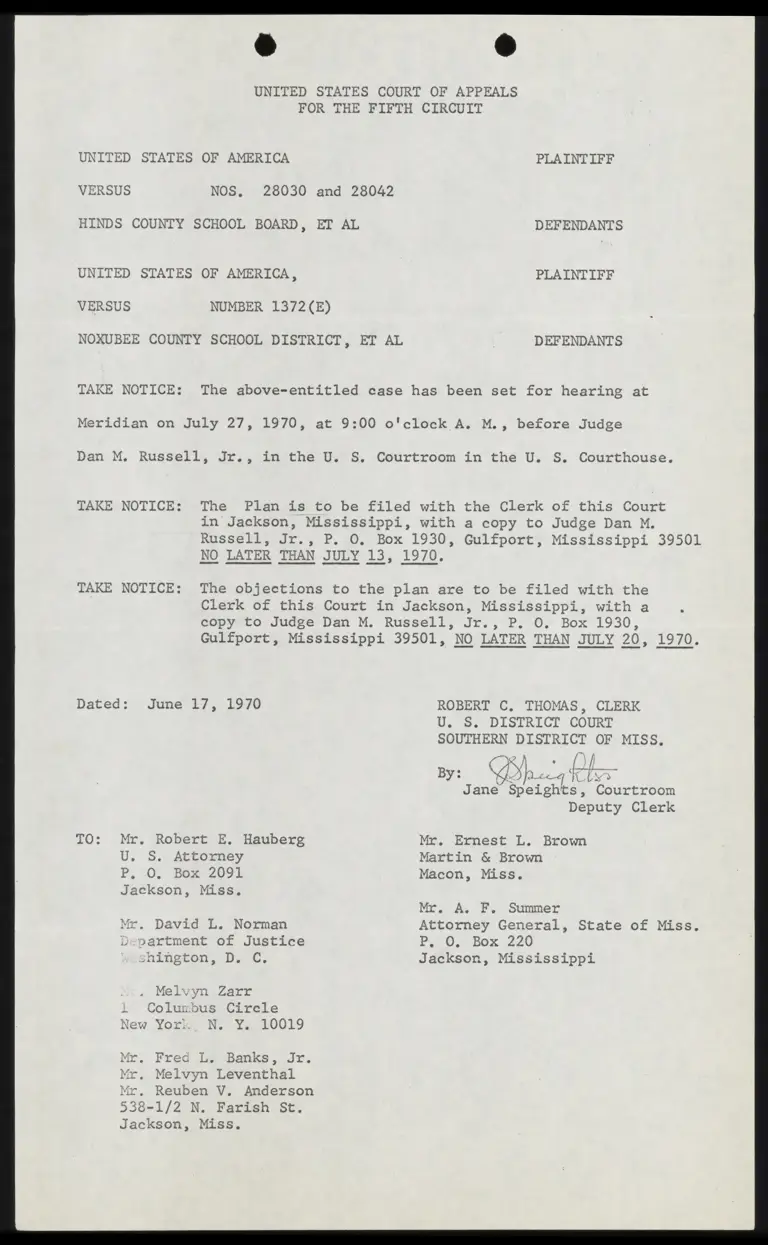 Notice of Filing Plan preview