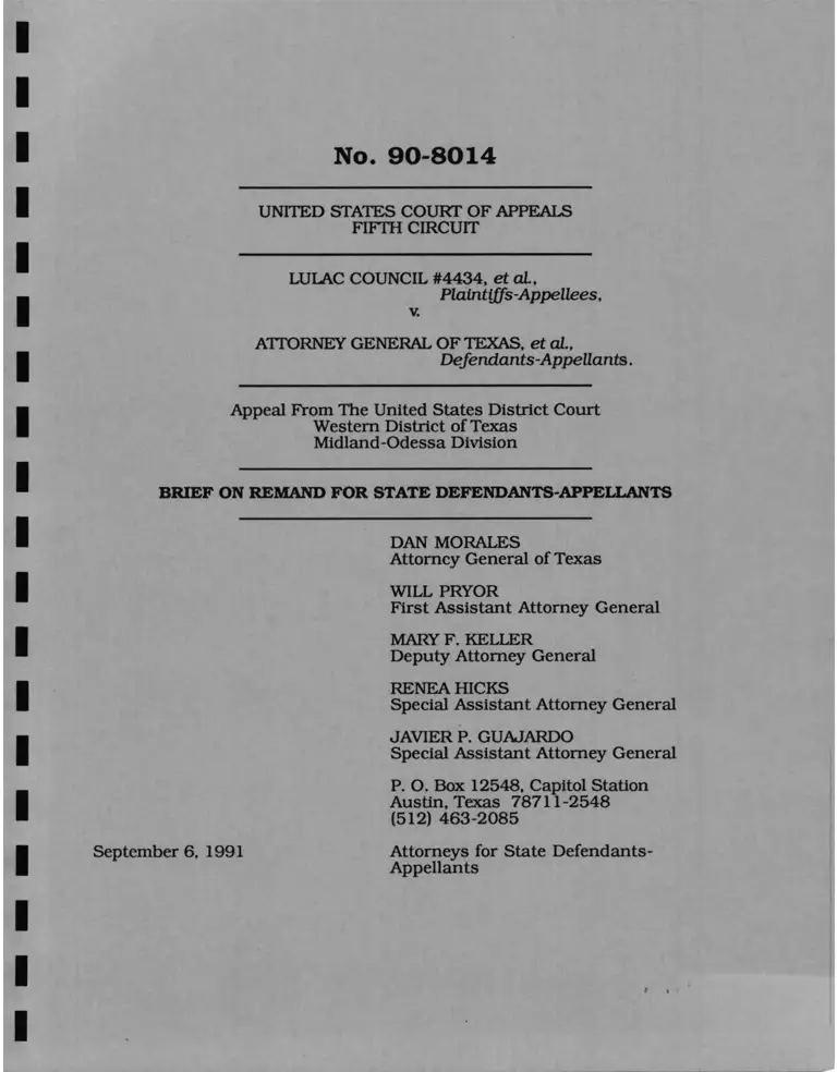 LULAC Council v. Attorney General of Cancel Brief on Remand for State Defendants-Appellants preview