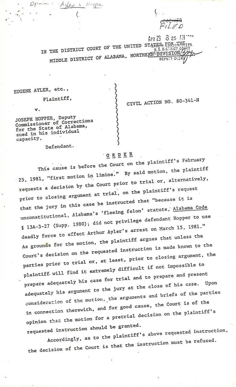 Order Granting Motion in Limine preview