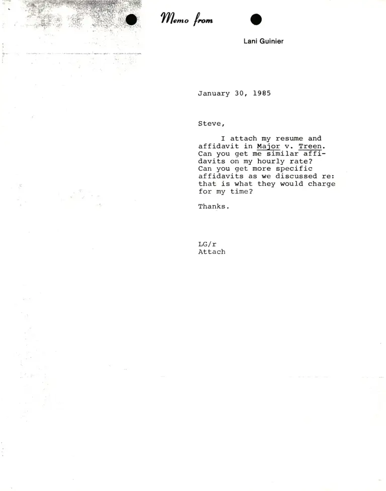 Memorandum from Lani Guinier to Steve (Scheckman) preview