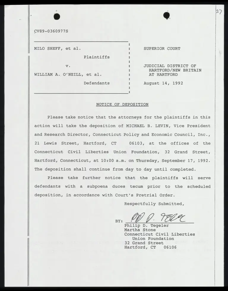 Notice of Deposition preview