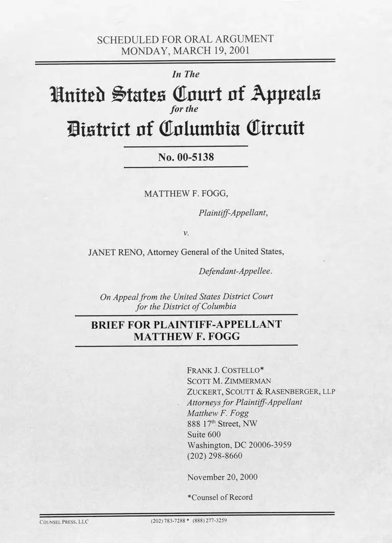 Fogg v. Reno Brief for Plaintiff-Appellant Matthew F. Fogg preview