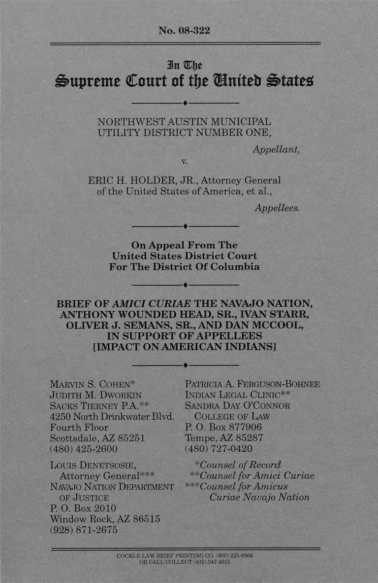 Northwest Austin Municipal Utility Distr. One v. Holder Brief Amici Curiae of the Navajo Nation et al. preview