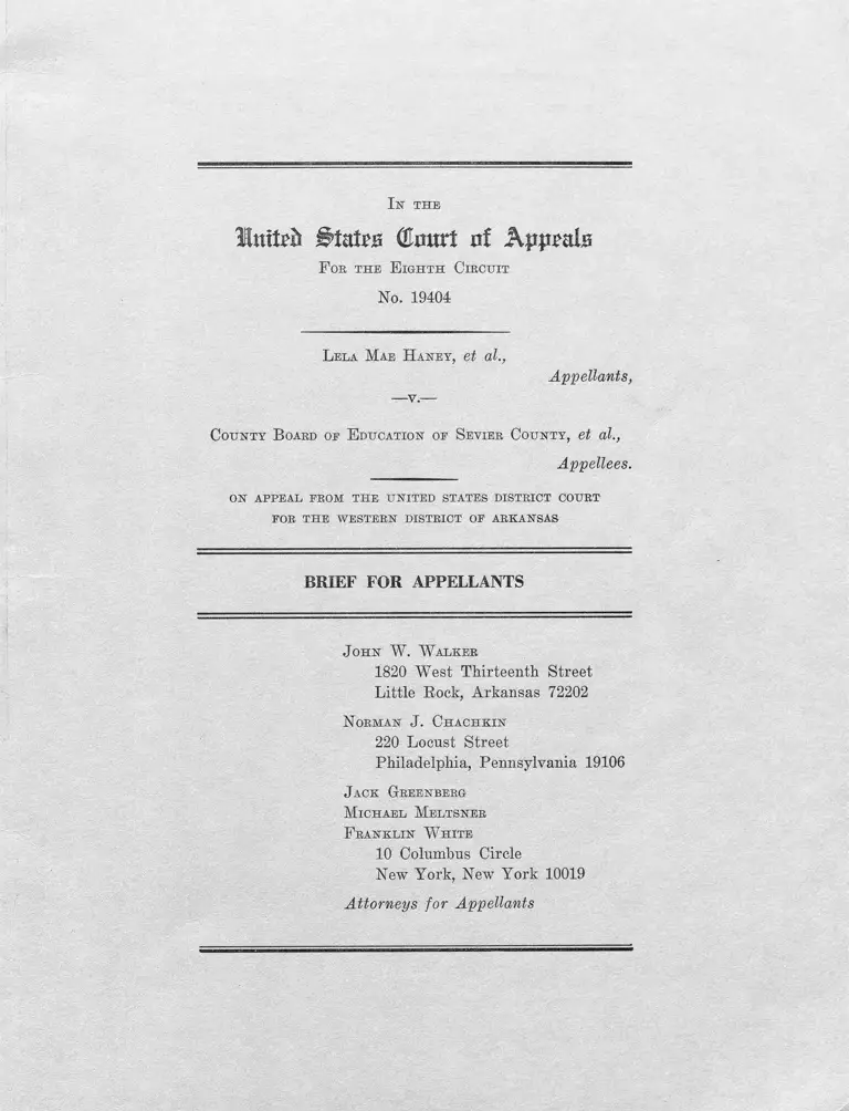 Haney v. Sevier County Board of Education Brief for Appellants preview