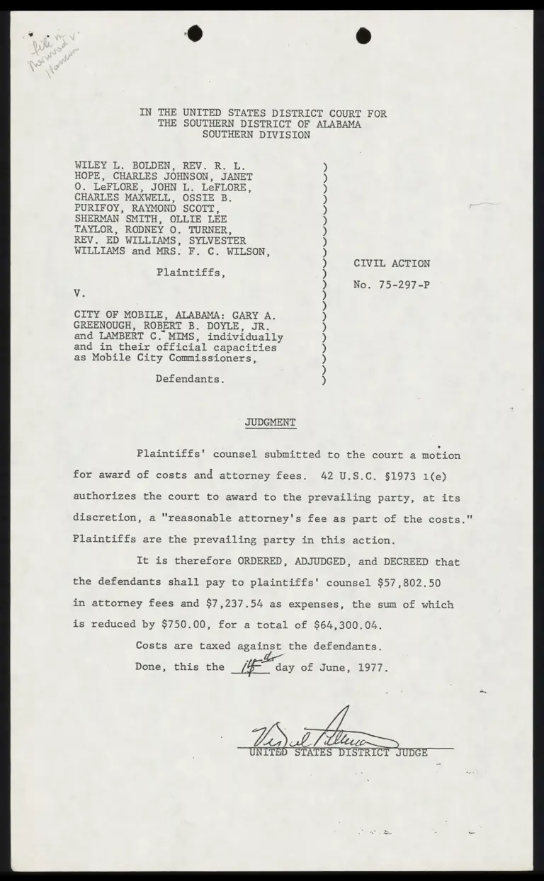 Mobile v. Bolden Judgment preview