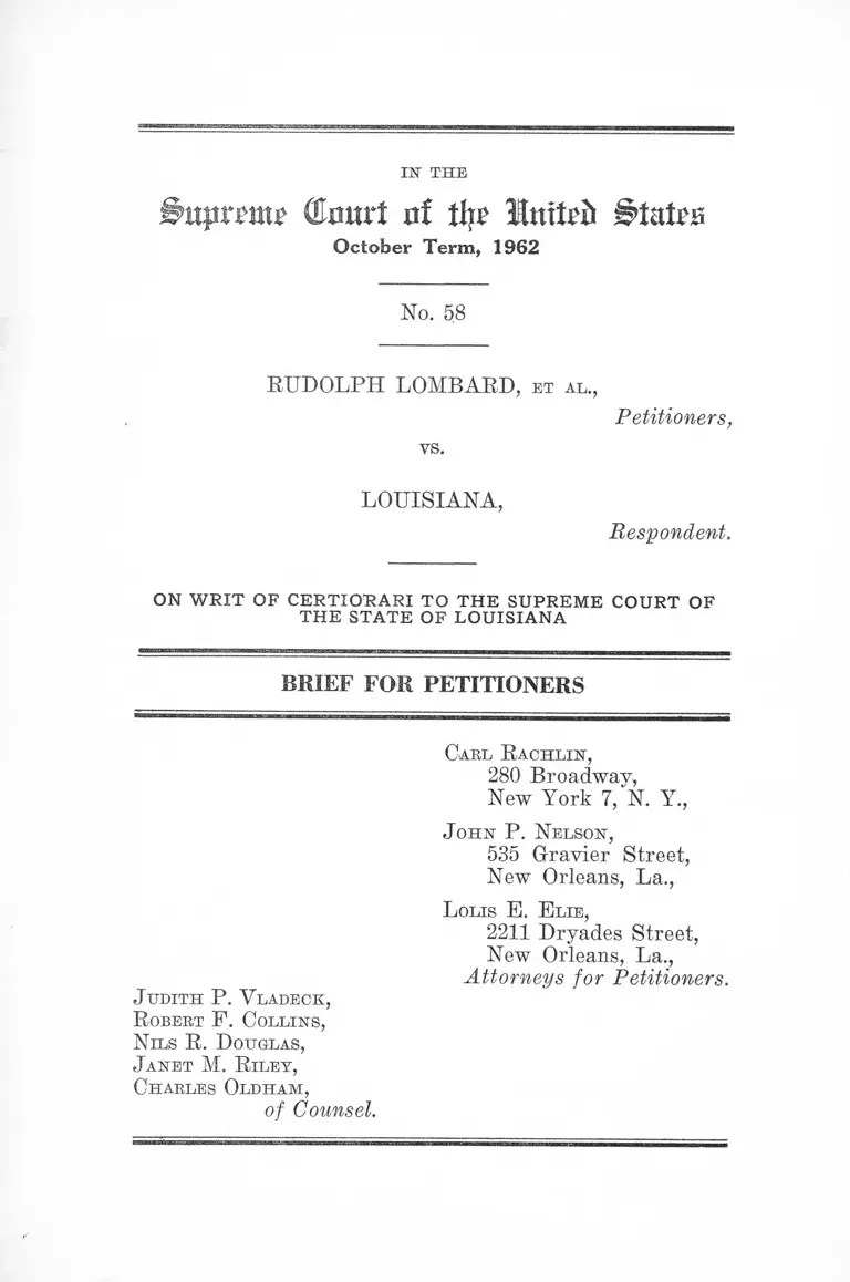Lombard v. Louisiana Brief for Petitioners preview