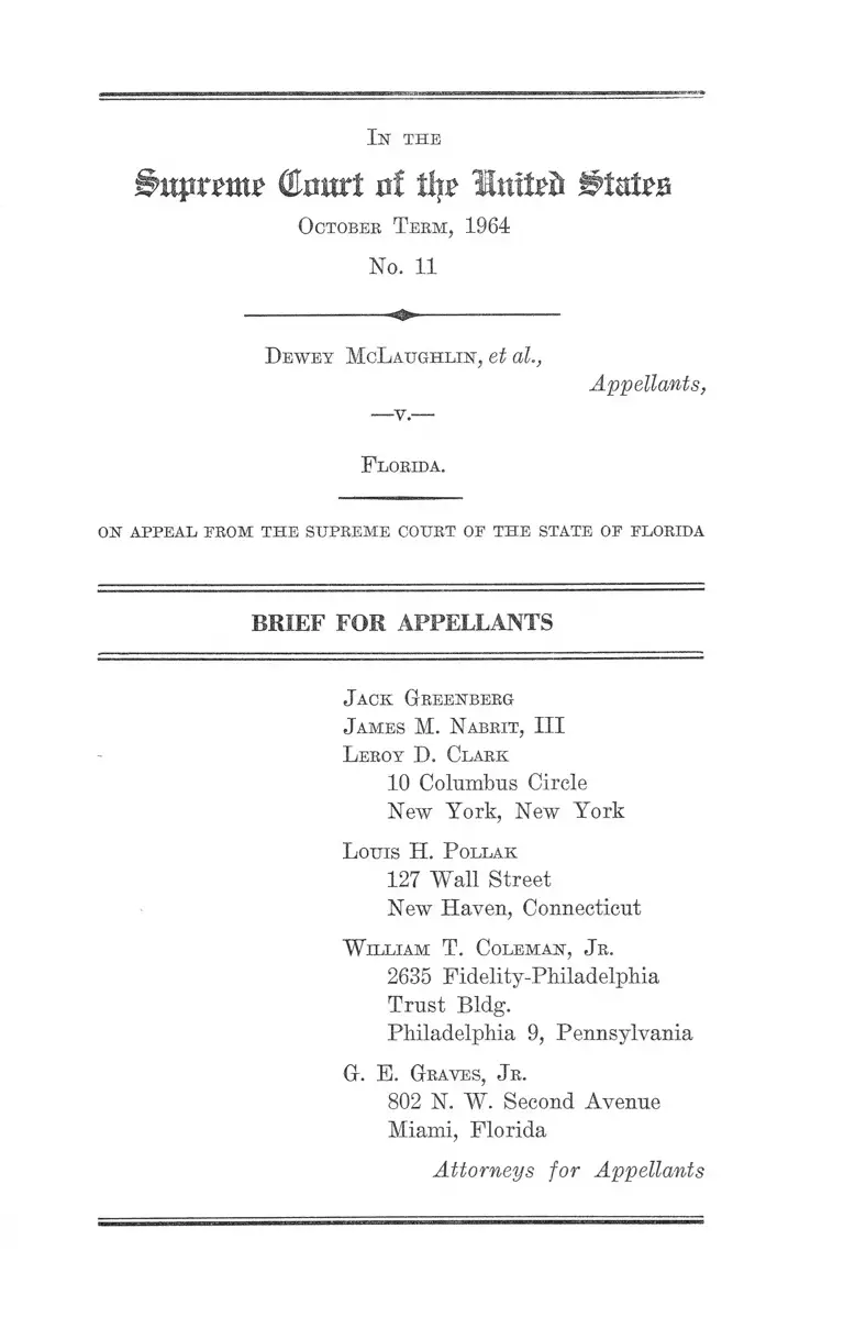 McLaughlin v. Florida Brief for Appellants preview