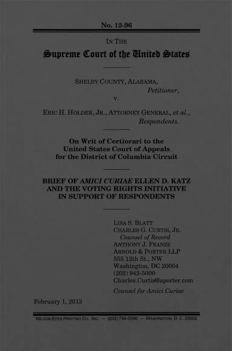 Shelby County v. Holder Brief Amici Curiae preview