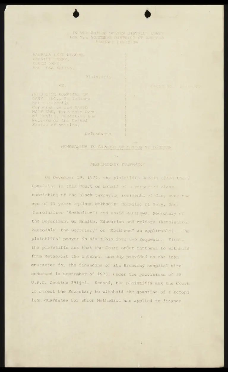 Memorandum in Support of Motion to Dismiss preview