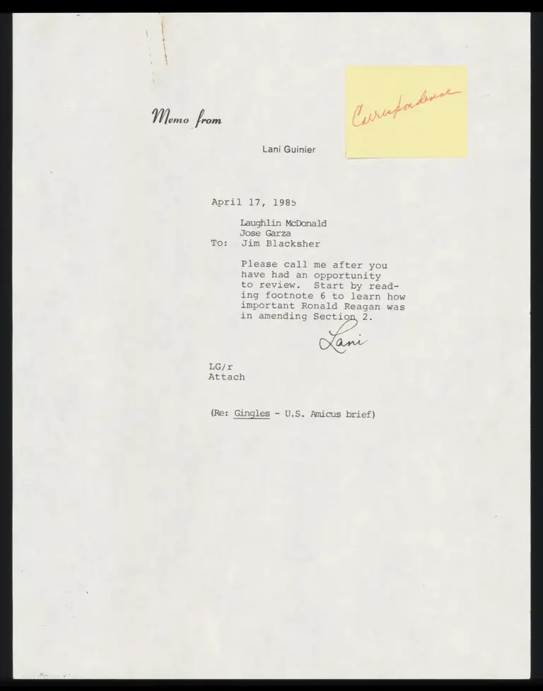 Memo from Guinier to McDonald; Correspondence from Quigley to Menefee; from Guinier to Ralston; from Guinier to Quigley; from Henderson to Guinier (Redacted) preview