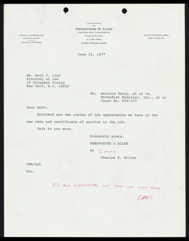 Correspondence from Miller to Lief Re: Appearances preview