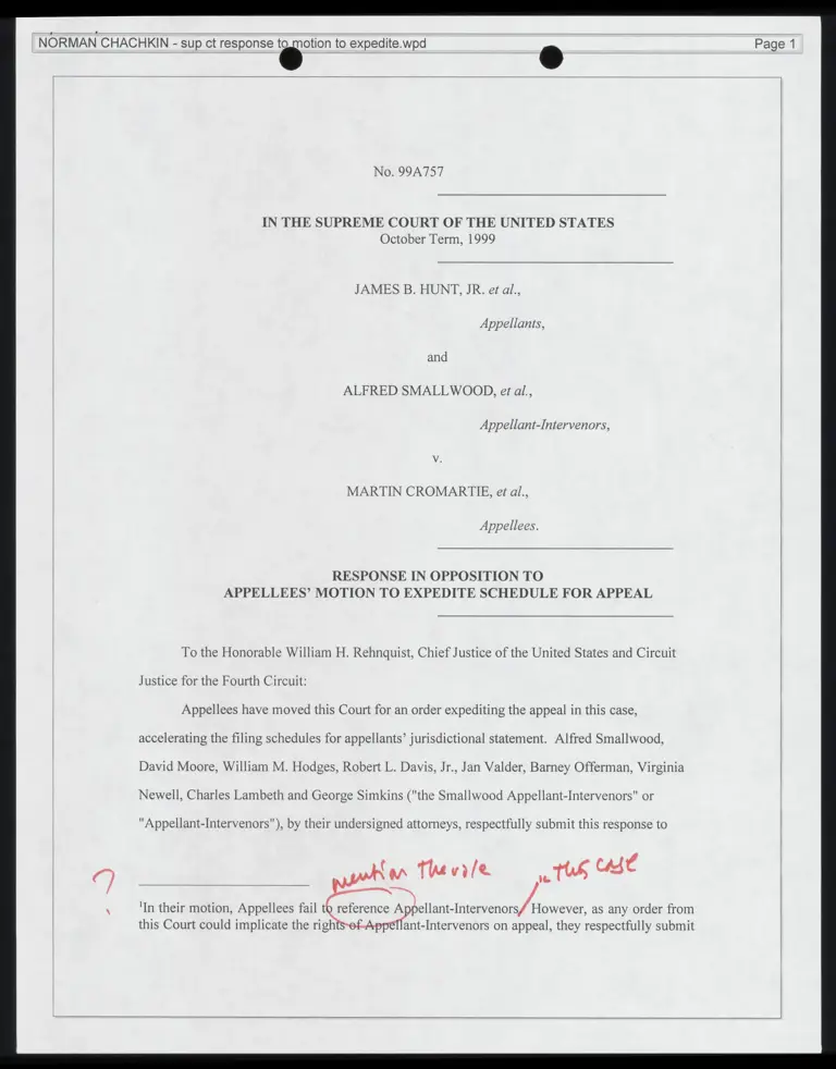 Response in Opposition to Appellees' Motion to Expedite Schedule for Appeal preview