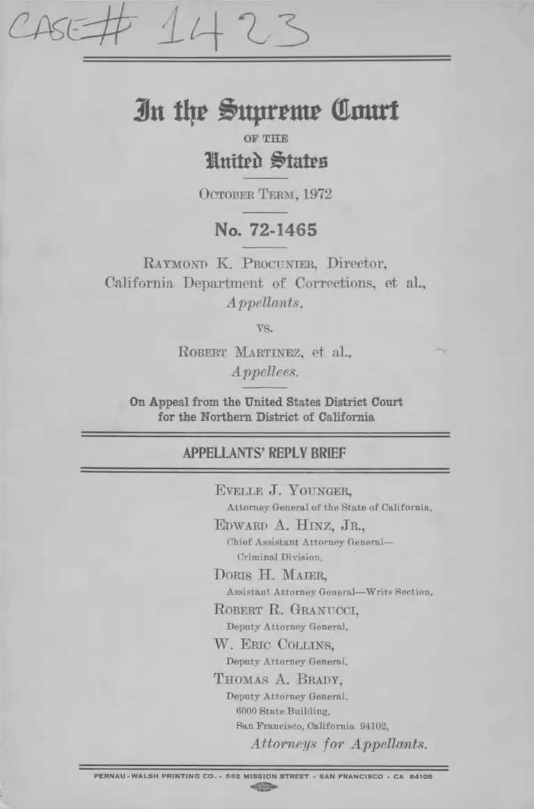 Procunier v. Martinez Appellant's Reply Brief preview