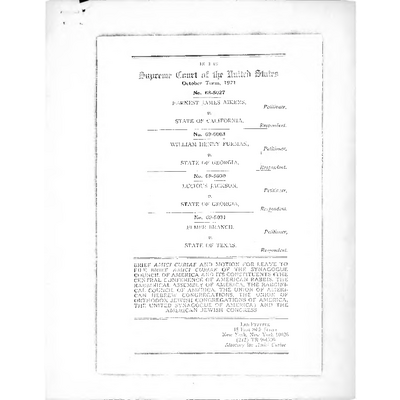 BRIEF AMICI CURIAE AND MOTION FOR LEAVE TO FILE BRIEF AMICI CURIAE OF THE SYNAGOGUE COUNCIL OF AMERICA AND ITS CONSTITUENTS (THE CENTRAL CONFERENCE OF AMERICAN RABBIS, THE RABBINICAL ASSEMBLY OF AMERICA, THE RABBINICAL COUNCIL OF AMERICA, THE UNION OF AMERICAN HEBREW CONGREGATIONS, THE UNION OF ORTHODOX JEWISH CONGREGATIONS, THE UNION OF ORTHODOX JEWISH CONGREGATIONS OF AMERICA, THE UNITED SYNAGOGUE OF AMERICA) AND THE AMERICAN JEWISH CONGRESS preview