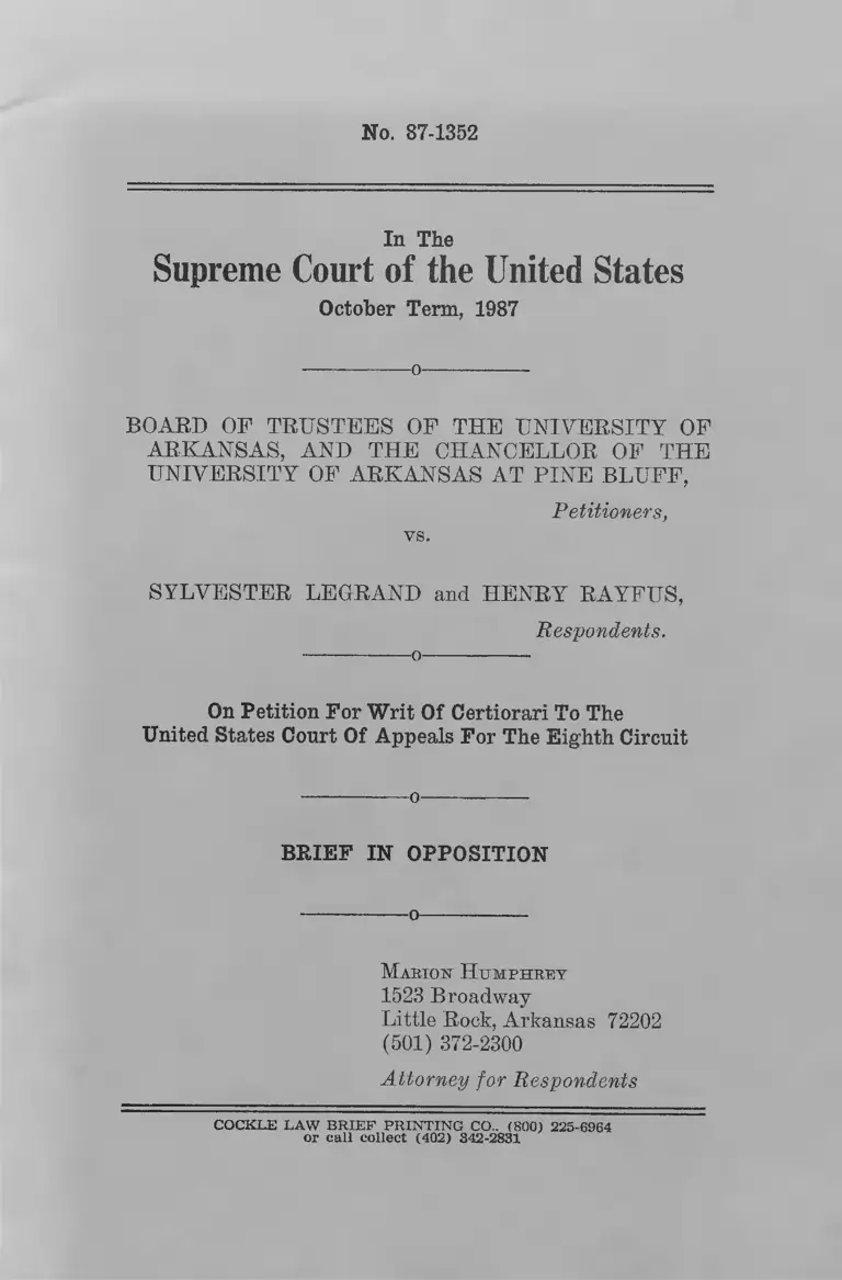 University of Arkansas Board of Trustees v. Legrand Brief in Opposition preview