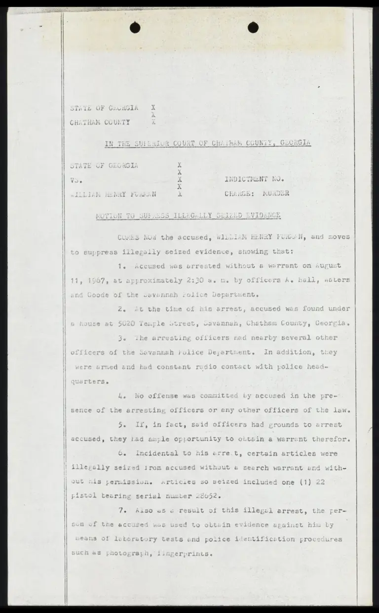 Draft Motion to Suppress Illegally Seized Evidence preview