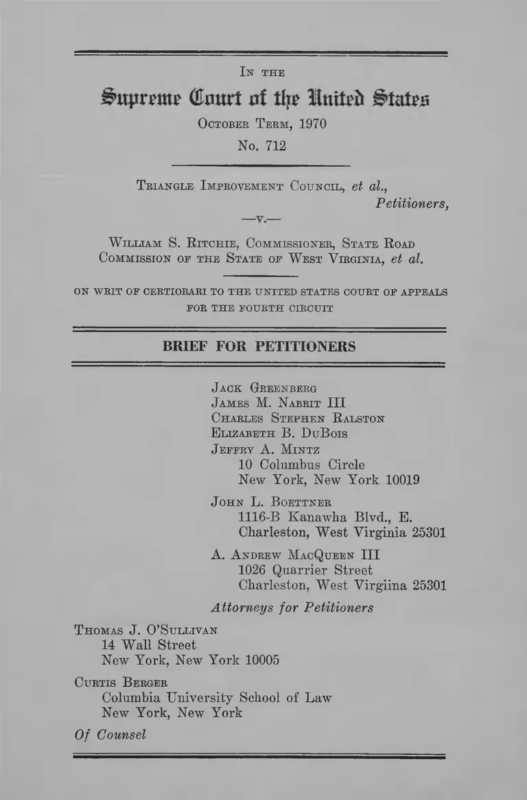 Triangle Improvement Council v. Ritchie Brief for Petitioners preview