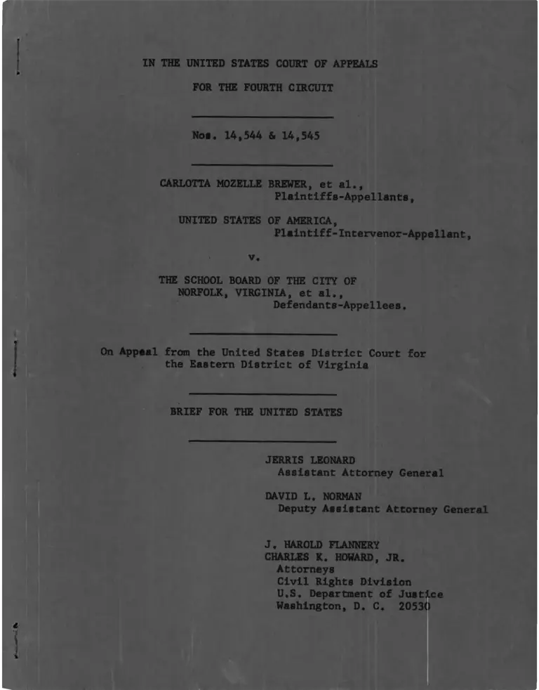 Brewer v. School Board of the City of Norfolk, Virginia Brief for the United States preview