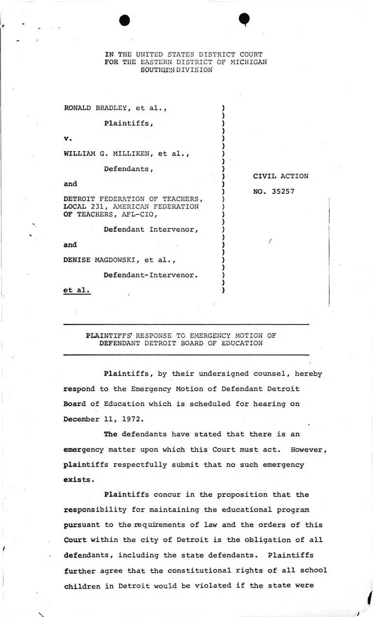 Plaintitff's Response to Emergency Motion preview