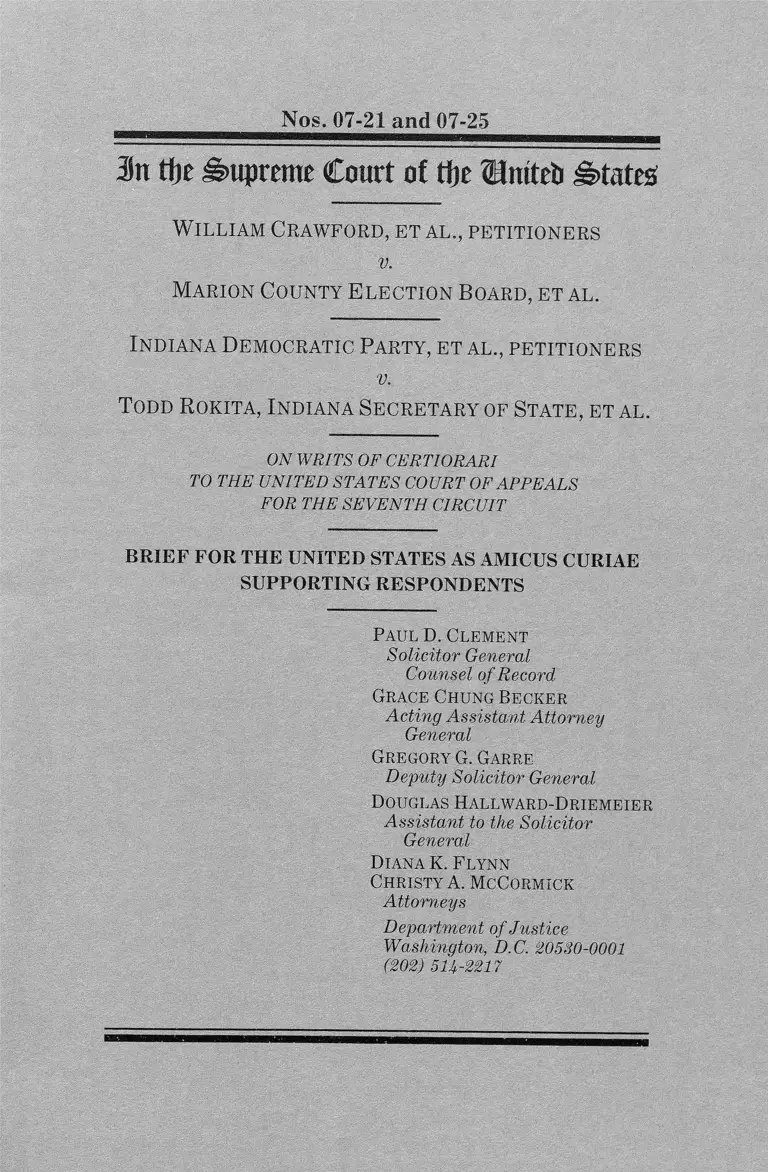 Crawford v. Marion County Election Board Brief Amicus Curiae preview