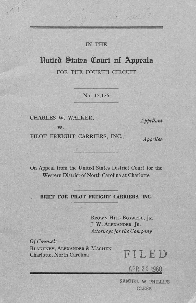 Walker v. Pilot Freight Carriers, inc. Brief for Appellee preview