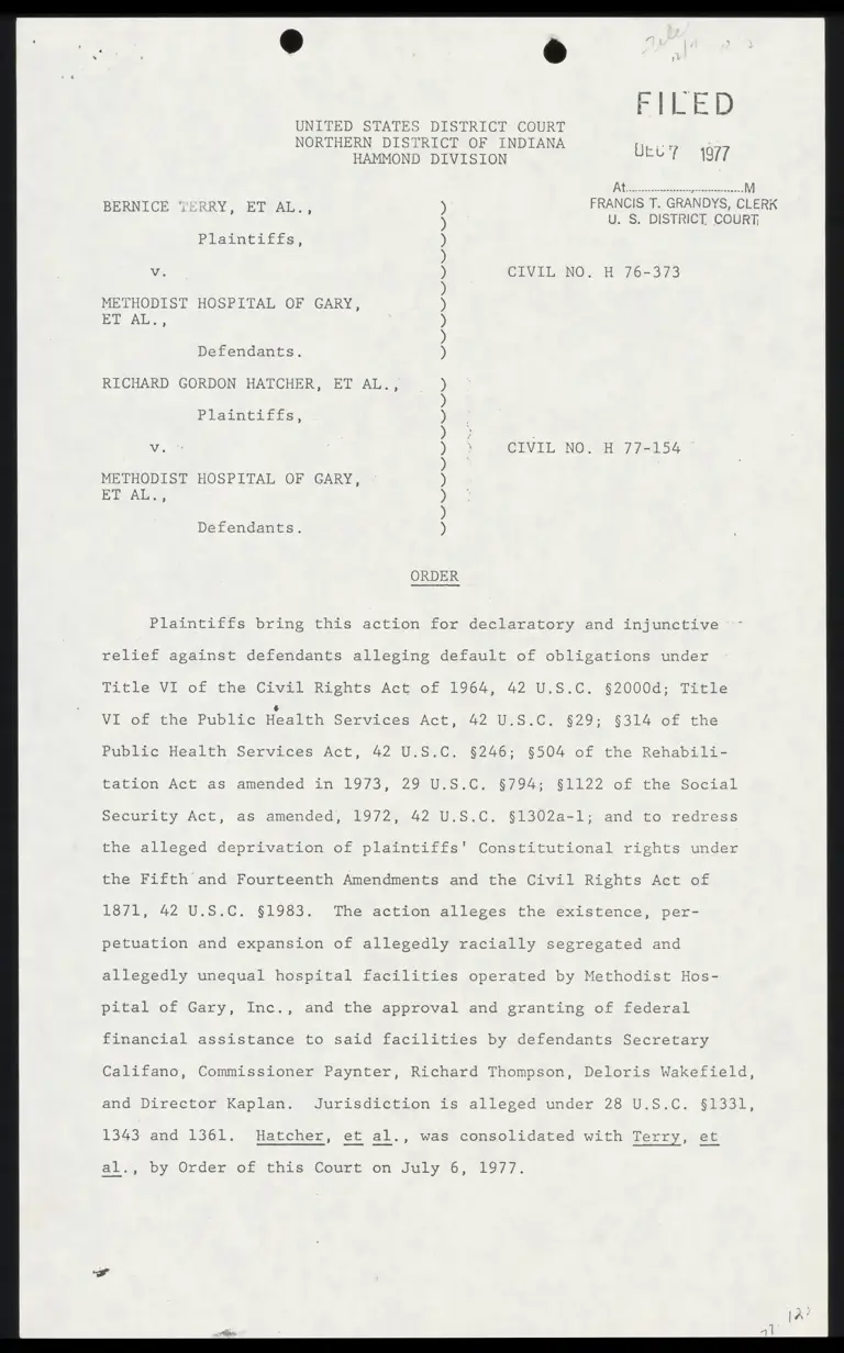Order Concerning Motion for Class Certification preview