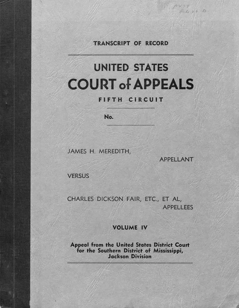 Meredith v. Fair Transcript of Record Vol. IV preview