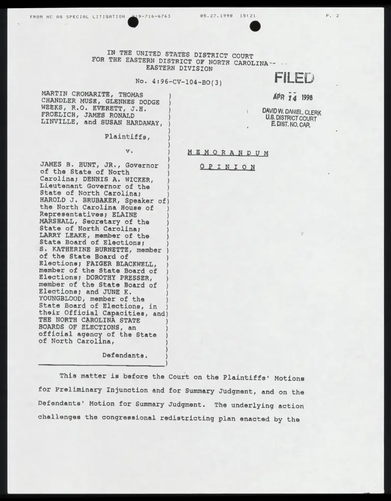 Memorandum Opinion and Dissent preview