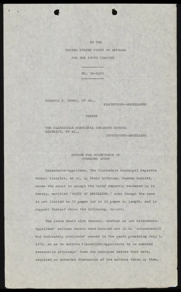 Motion for Acceptance of Overlong Brief preview