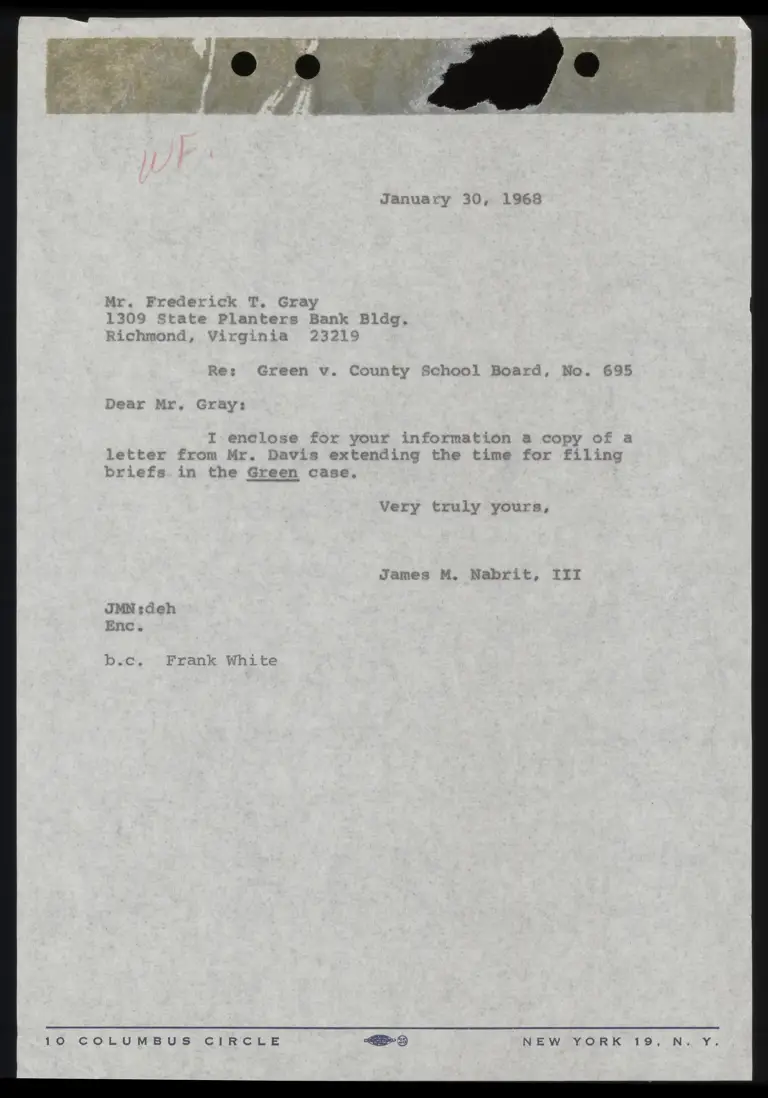 Correspondence from Nabrit to Gray preview