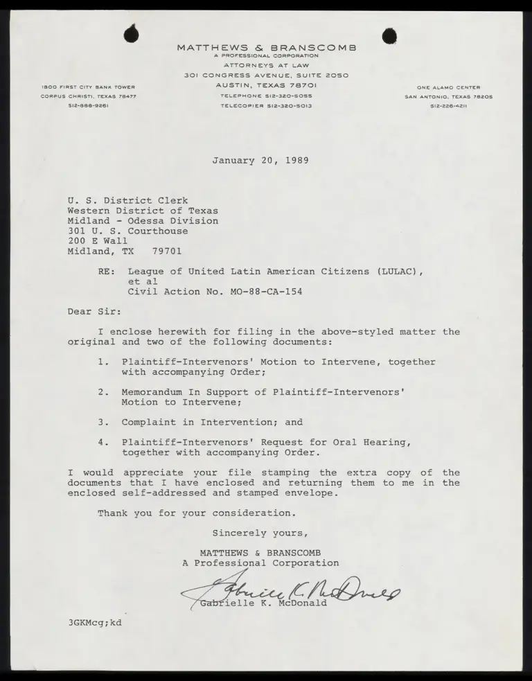 Plaintiff-Intervenors' Request for Oral Hearing; Defendants' Response to Motion to Intervene and Request for Oral Hearing by HLA preview