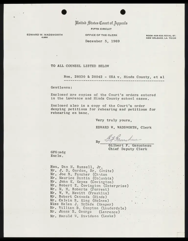United States v. Lawrence County Order; United States v. Hinds County Order; On Petitions for Rehearing and Rehearing En Banc preview