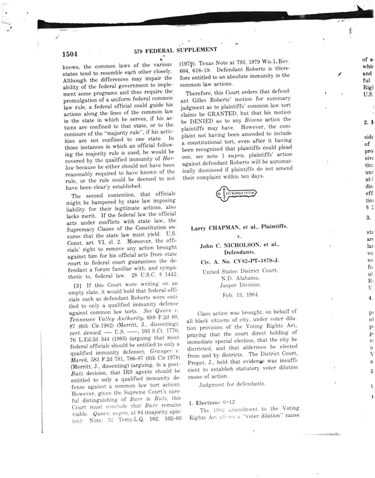 Chapman v. Nicholson Court Opinion preview