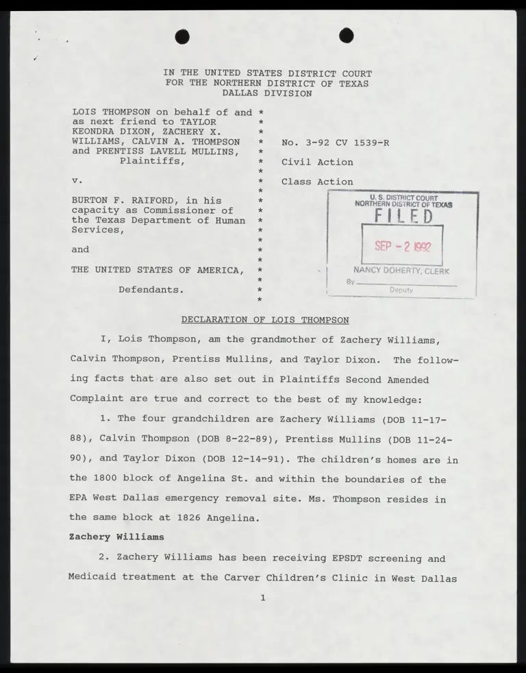 Declaration of Lois Thompson preview