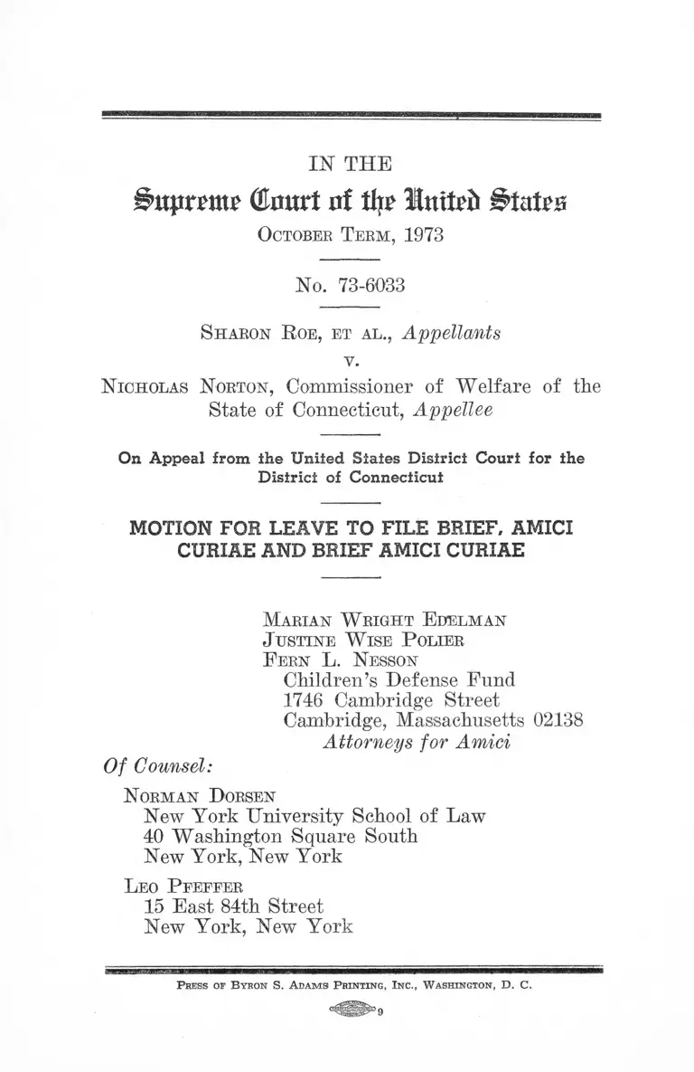 Roe v Norton Brief Amici Curiae preview