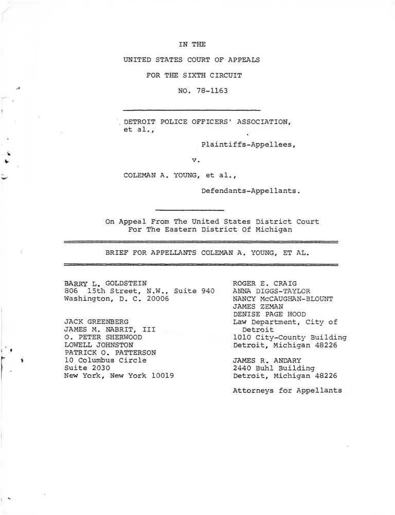 Detroit Police Officers' Association v. Young Brief for Appellants Coleman A. Young preview