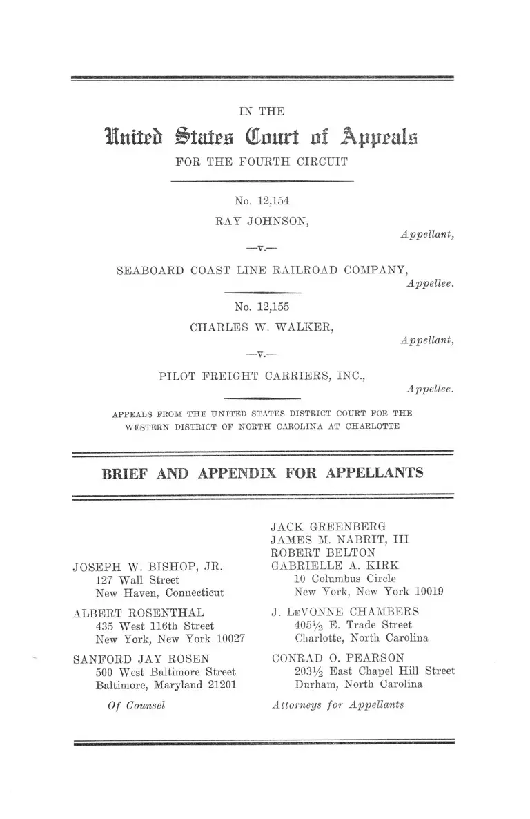 Johnson v. Seaboard Coastline Railroad Company Brief and Appendix for Appellants preview