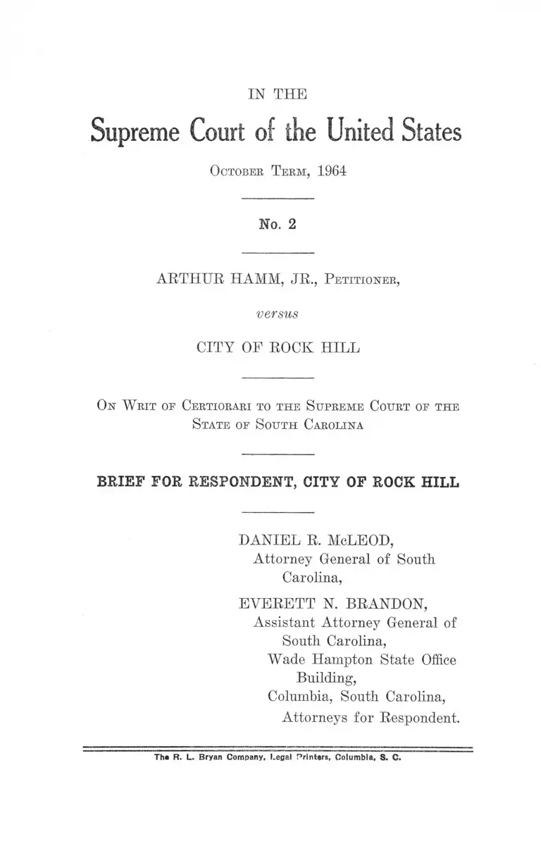 Hamm v. City of Rock Hill Brief for Respondent preview