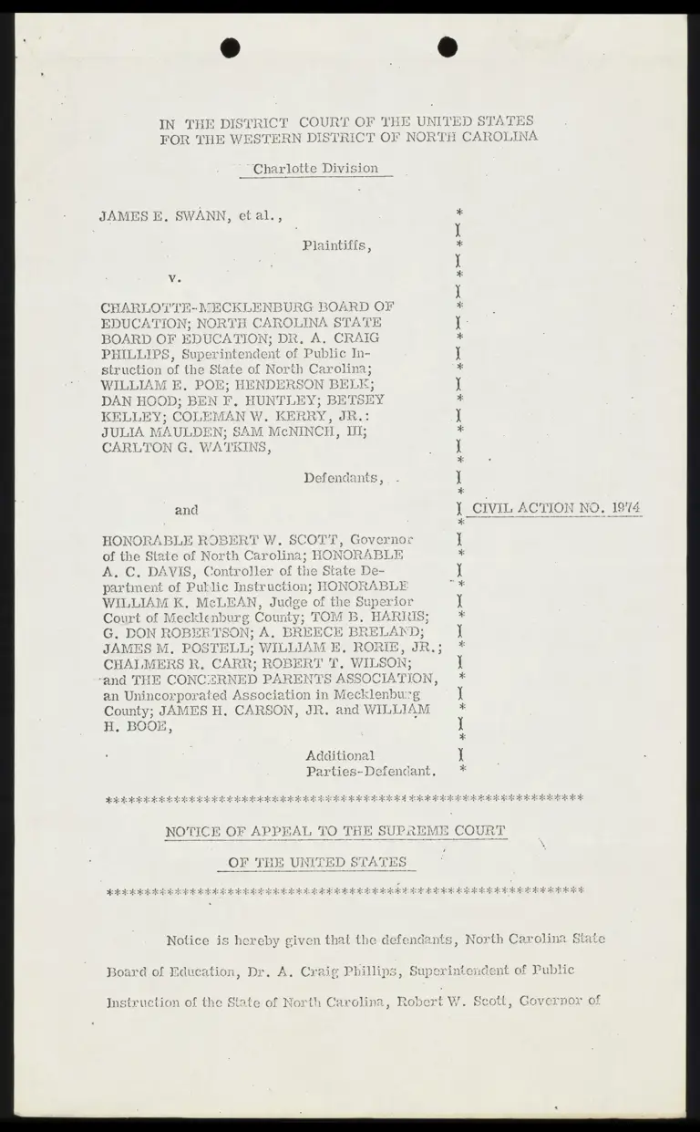 Notice of Appeal to the Supreme Court of the United States preview