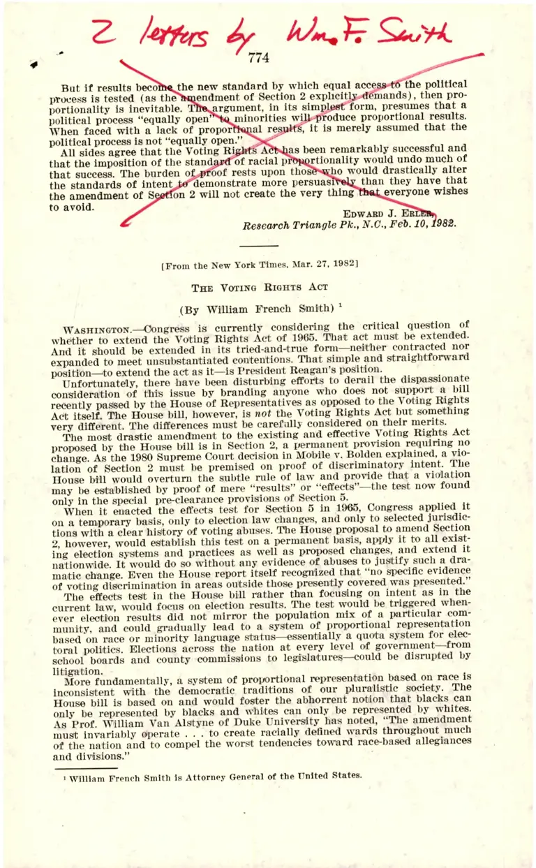 Legal Research on William French Smith Letters preview