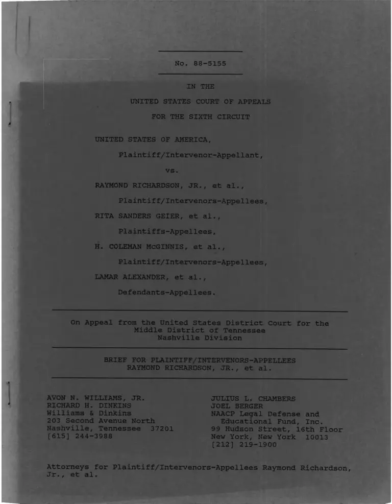 United States v. Richardson, Jr. Brief for Plaintiff/Intervenors-Appellees preview