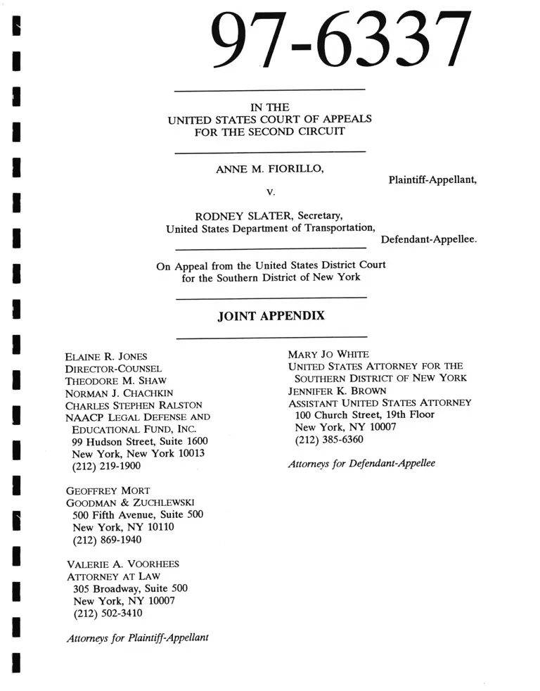 Fiorillo v. Slater Joint Appendix preview