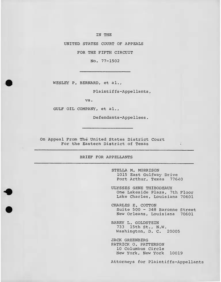 Bernard v. Gulf Oil Company Brief for Appellants preview