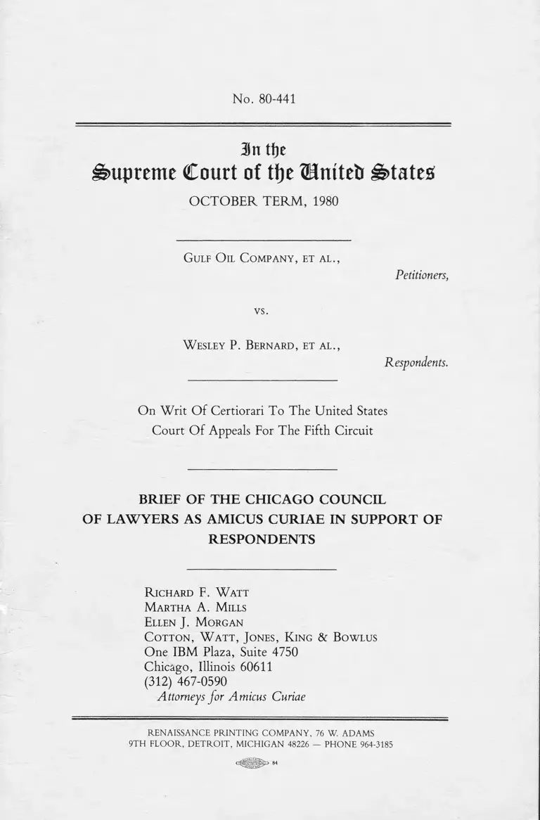 Gulf Oil Company v. Bernard Brief Amicus Curiae in Support of Respondents preview