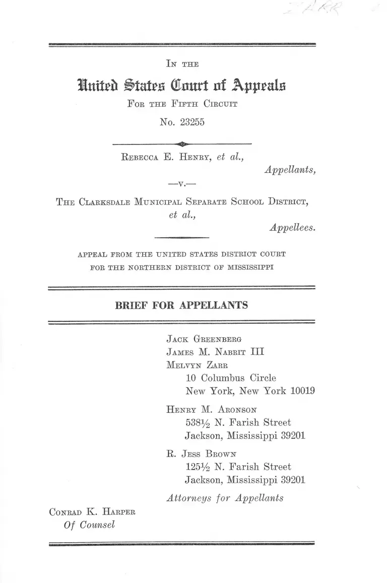 Henry v. Clarksdale Municipal Separate School District Brief for Appellants preview