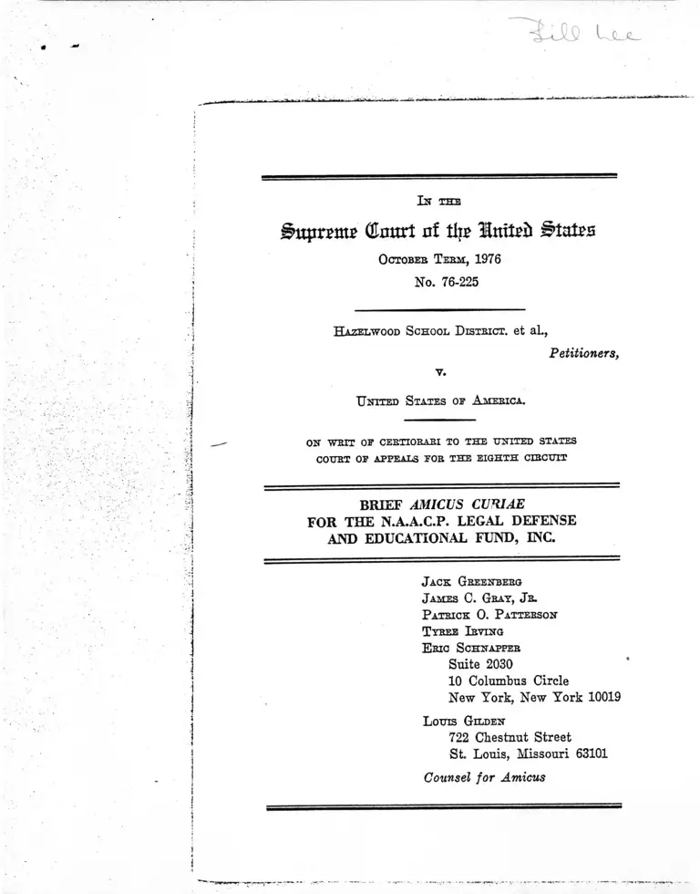 Hazelwood School District v. United States Brief Amicus Curiae preview