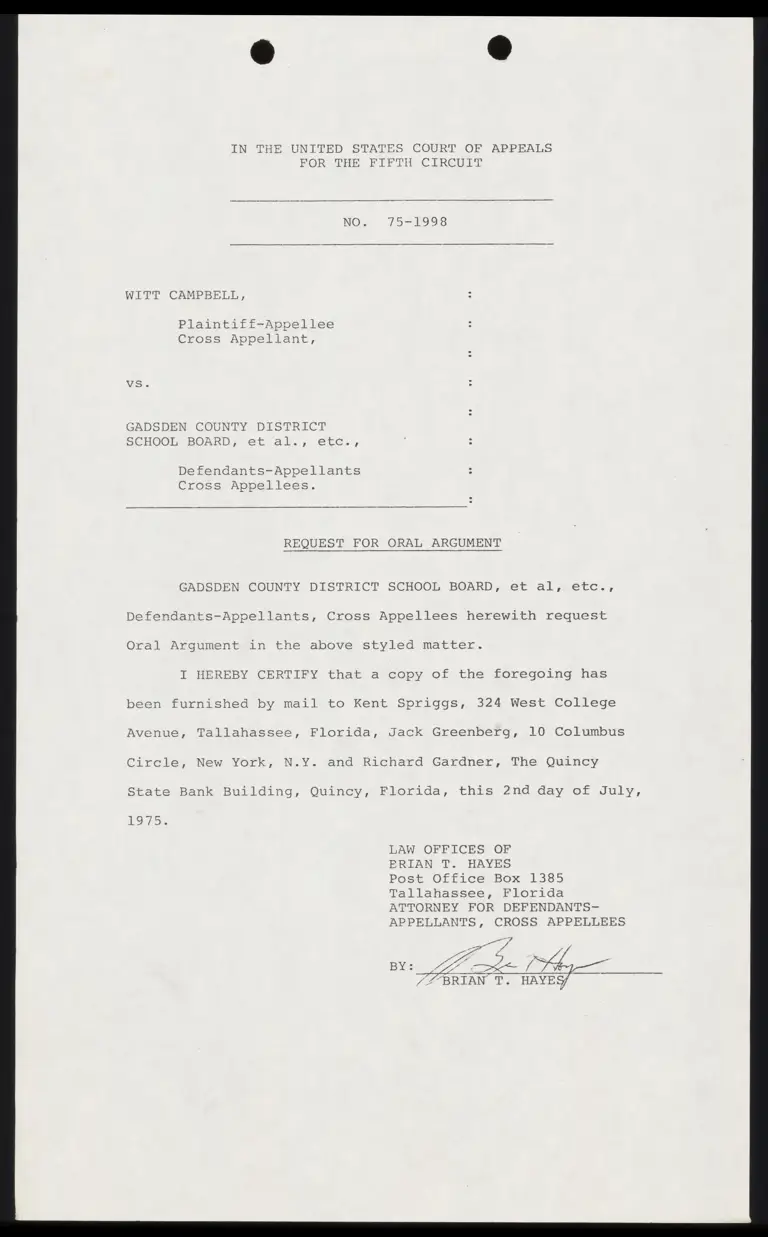 Request for Oral Argument preview