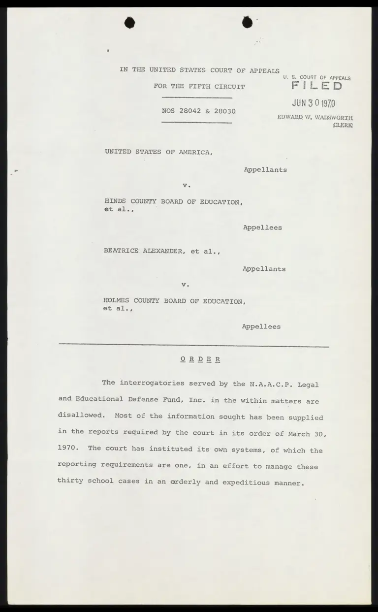 Order Disallowing Interrogatories preview